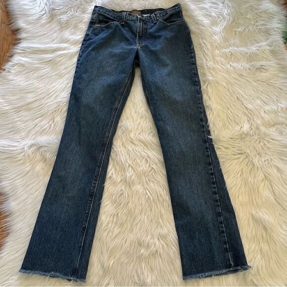 Rockies Jeans Relaxed Women’s Size 12x35 Dark Wash Western Rodeo Raw Hem - Picture 1 of 9